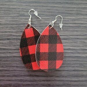 Boutique Red and Black Plaid Earrings